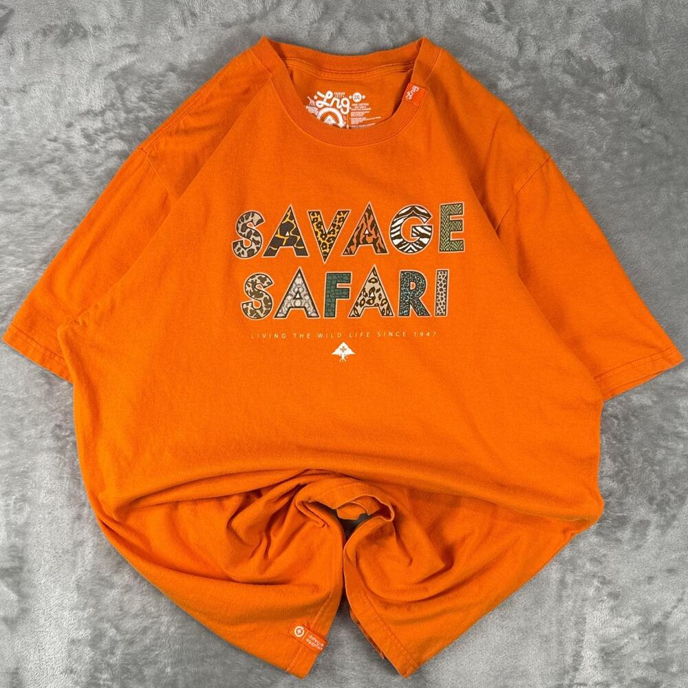LRG multi color savage safari graphic orange t shirt size XXL